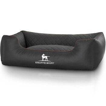 Knuffelwuff Hundebett Milan aus laser-gestepptem Kunstleder schwarz M-L